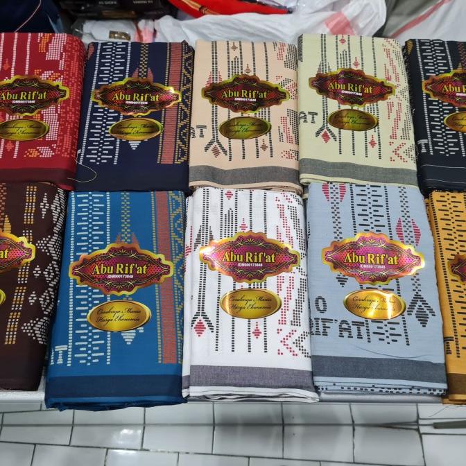 Sarung Abu Rifat Rayon Kembang Dobby Motif Songketan ss