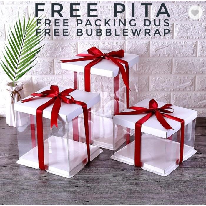 

Cake Box Mika Dus Kue Kotak Kue Transparant 26X26 Cm Cocok Untuk 25 Cm 058