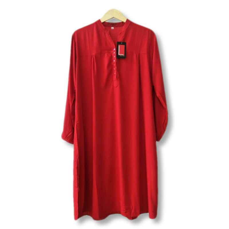 TUNIK KATUN RAYON JUMBO POLOS MERAH CABE