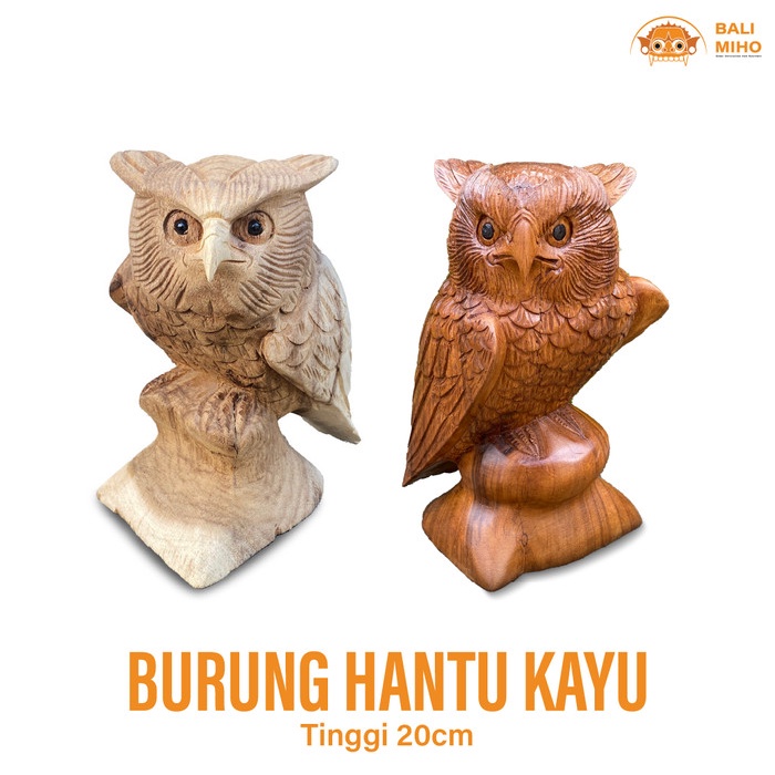 Patung Burung Hantu 20 cm - Patung Kayu - Dekorasi Patung Burung