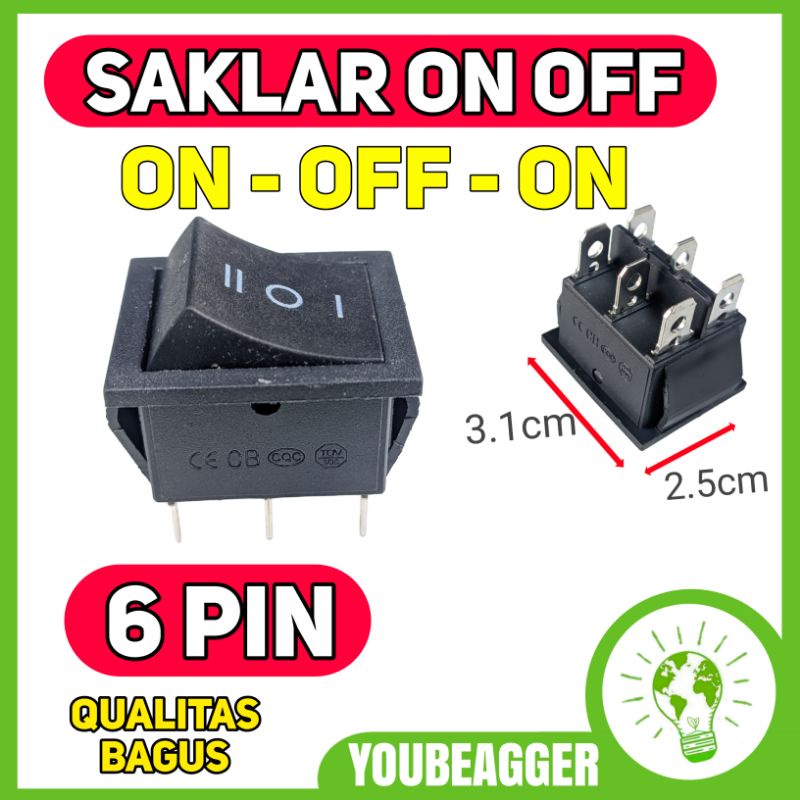 Switch on off 6 PIN besar ON OFF ON