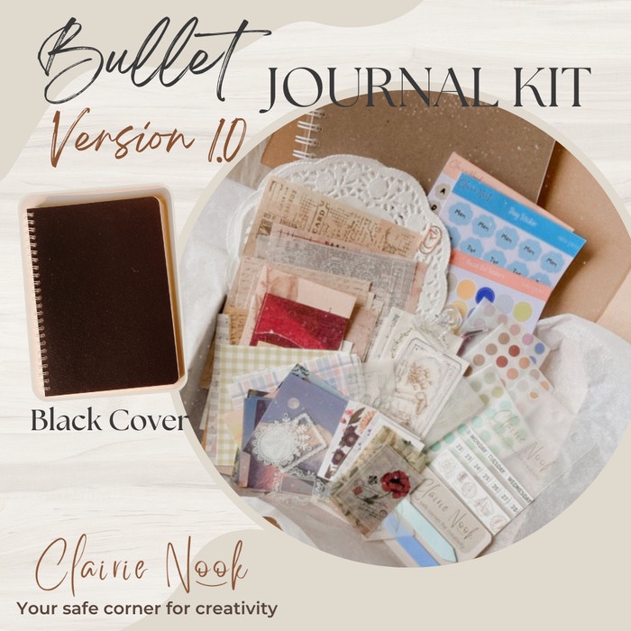 

Clairie Nook Bullet Journal Kit - Dekorasi Diary Notebook Scrapbook - Cover Kraft, Blank Page