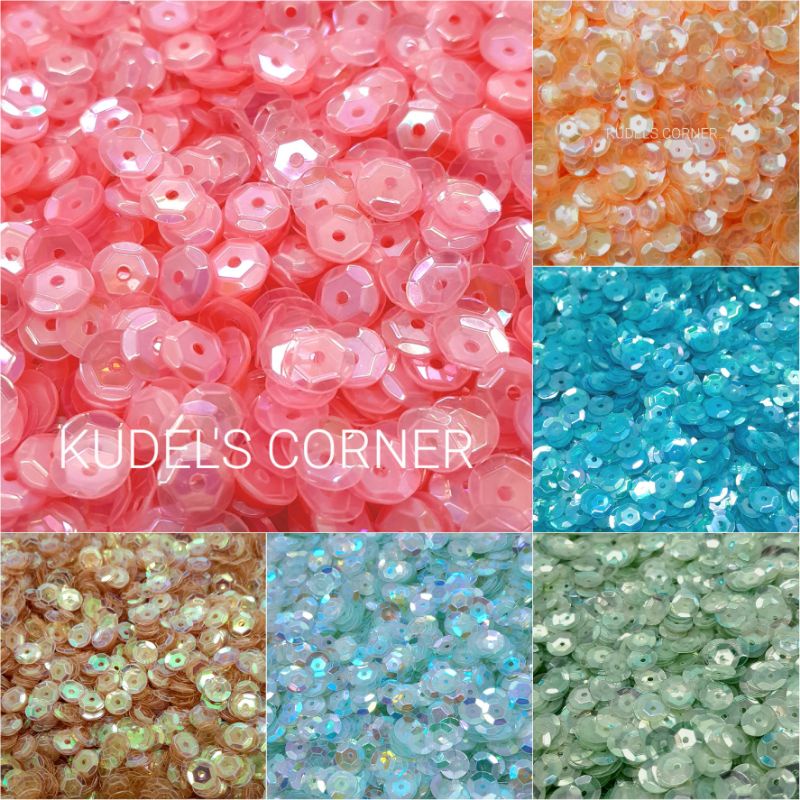 [PART 2] payet/ rambochi cekung 6mm seri bening pelangi/ sequin per 3gr