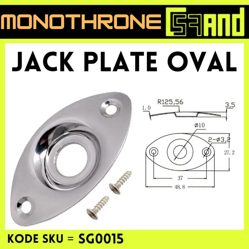 Cover Jack Plate Oval Plat Cover Jack Output Input Gitar Bass Elektrik