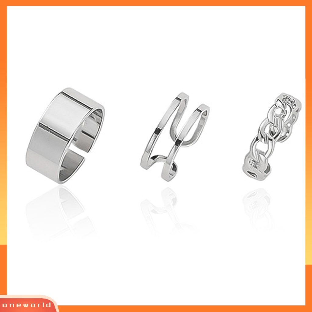 3pcs / Set Cincin Knuckle Model Terbuka Dapat Disesuaikan Untuk Aksesoris Perhiasan