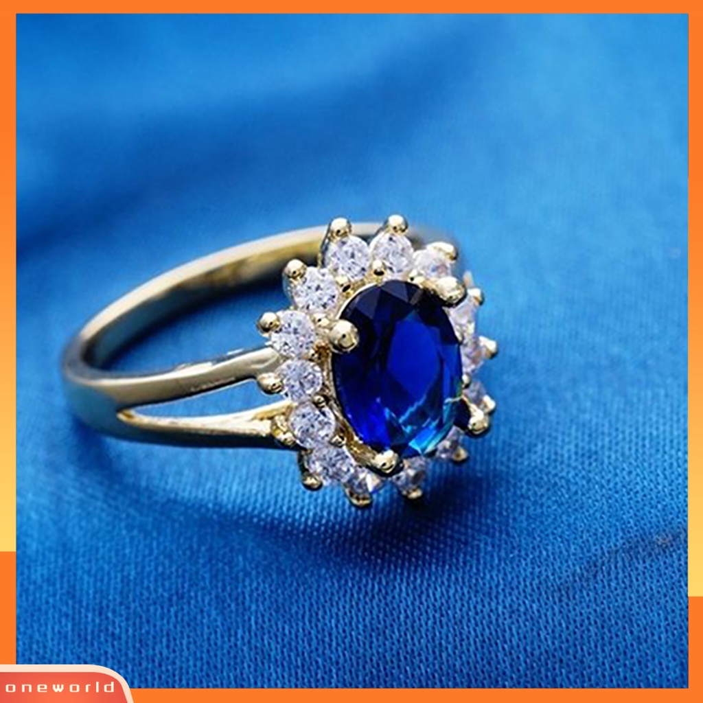 {oneworld} Cincin Pengantin Pengerjaan Halus Perhiasan Hadiah Wanita Elegan Berlian Imitasi Jari Cincin Untuk Prom