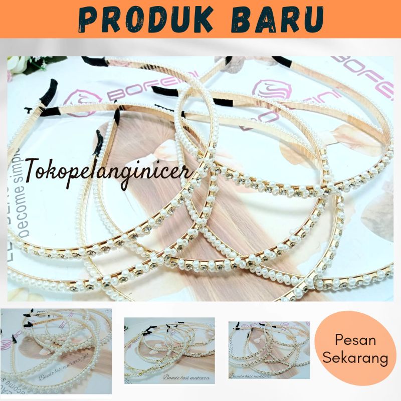 Bando kawat bando Manik Permata bando mutiara wanita headband bando pita korea MUTIARA