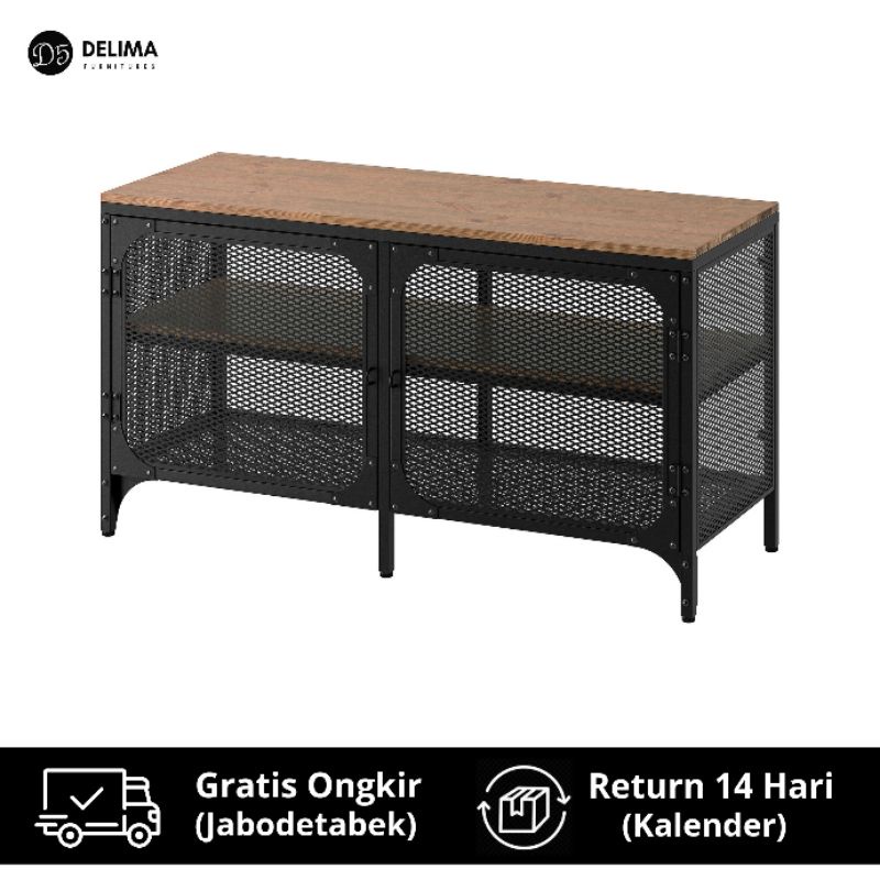 Rak TV Minimalis Meja TV Industrial 100cm - Hitam