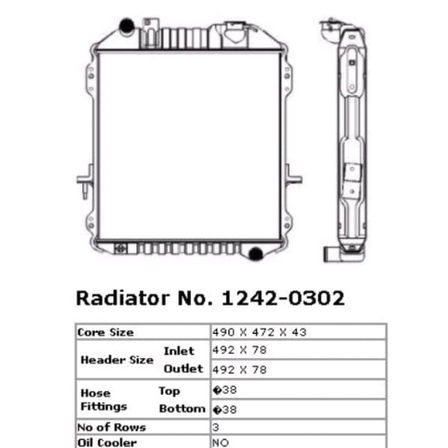 RIKF Radiator Isuzu TLD 54 TLD 56 TLD 58 BISON 3 Row