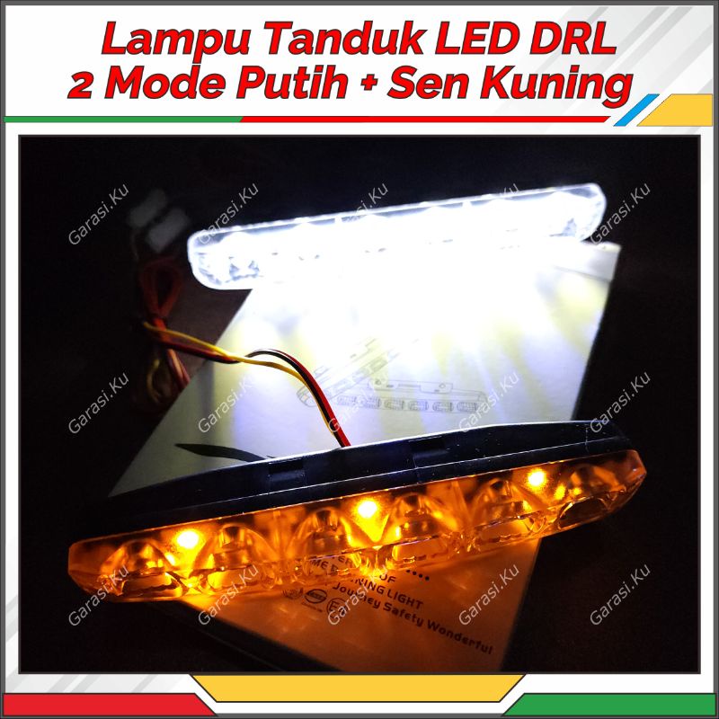 LAMPU TEMBAK SOROT DRL LED MOBIL 6 MATA TERANG PUTIH CRYSTAL TANDUK DEPAN GRIL BUMPER MOBIL WATERPRO