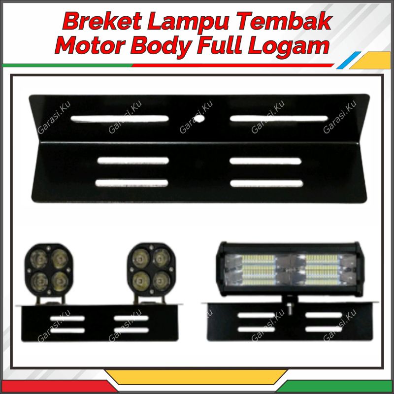 BREKET BRACKET DUDUKAN PLAT NOMOR BAHAN BESI UNTUK LAMPU TEMBAK SOROT MOBIL MOTOR UNIVERSAL PEMASANG