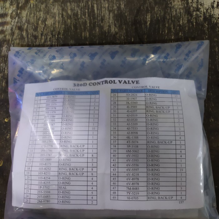 TSCC sealkit control valve cat 320D