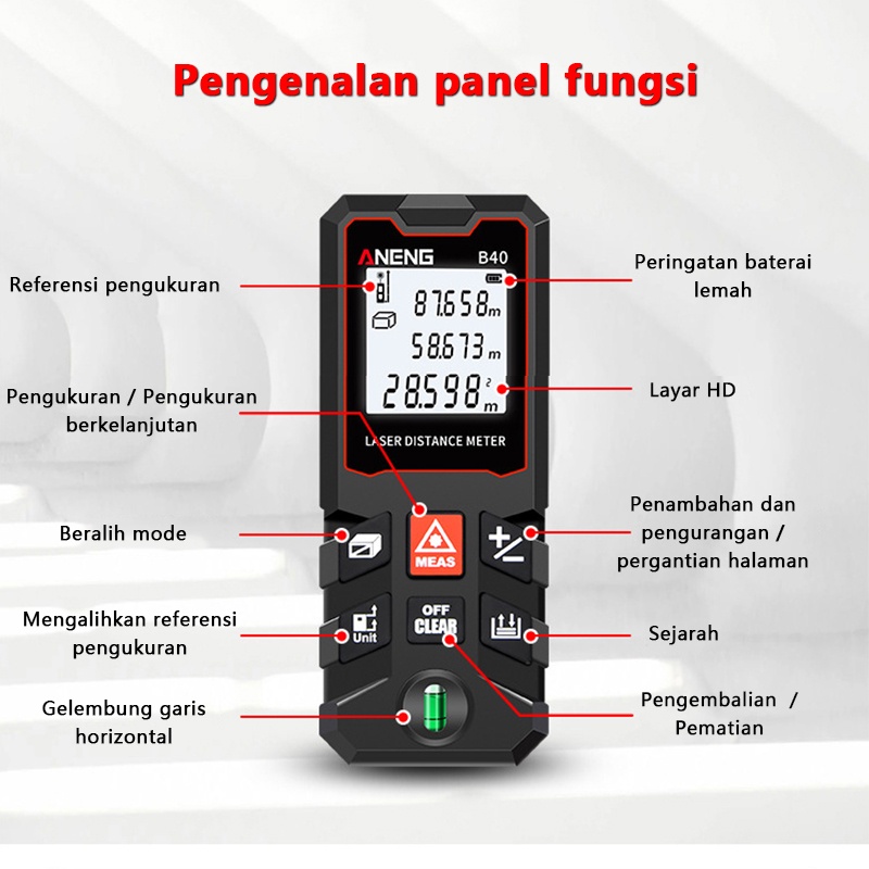 Meteran Laser Digital 100 m 80m 60m 40m Laser Rangefinders Free Baterai Alat ukur Distance Meter Measure Laser Pengukur Jarak Rangefinder Laser Pengukur Jarak Laser Distance Met Alat Ukur Meteran Digital Measurement