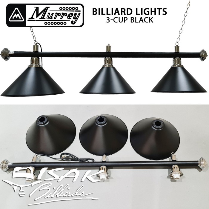Terlaris Lampu Meja Billiard 3 Kap - Black - Pool Table Light 3 Cup Biliar Lamp