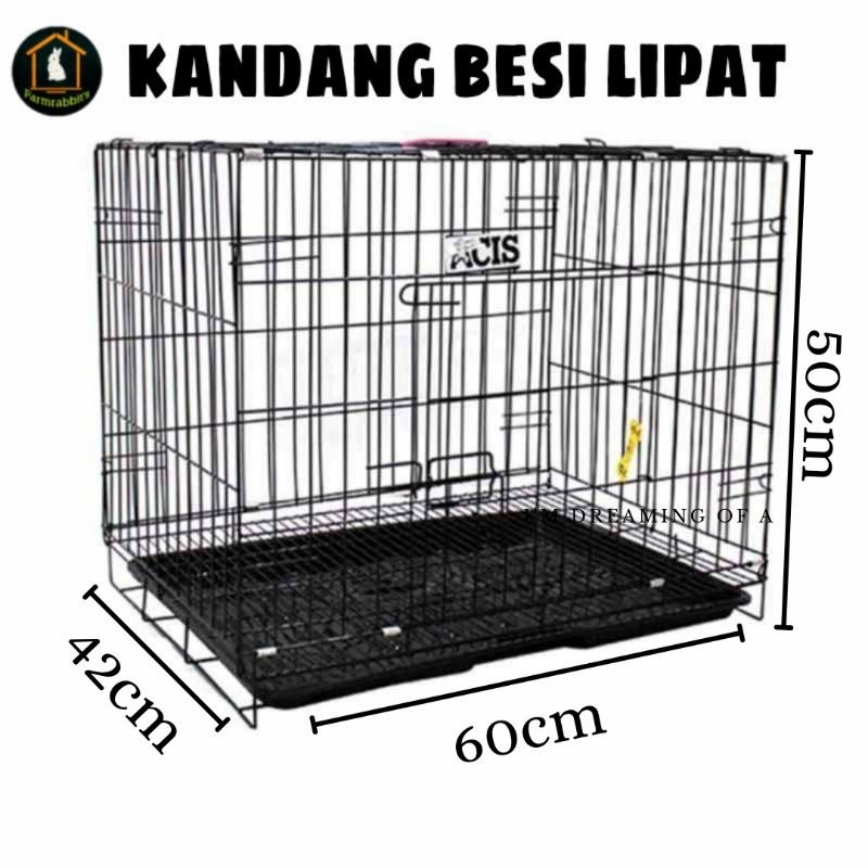 KANDANG BESI LIPAT KANDANG KUCING 60 CM | KANDANG KUCING 60x44x50 CM