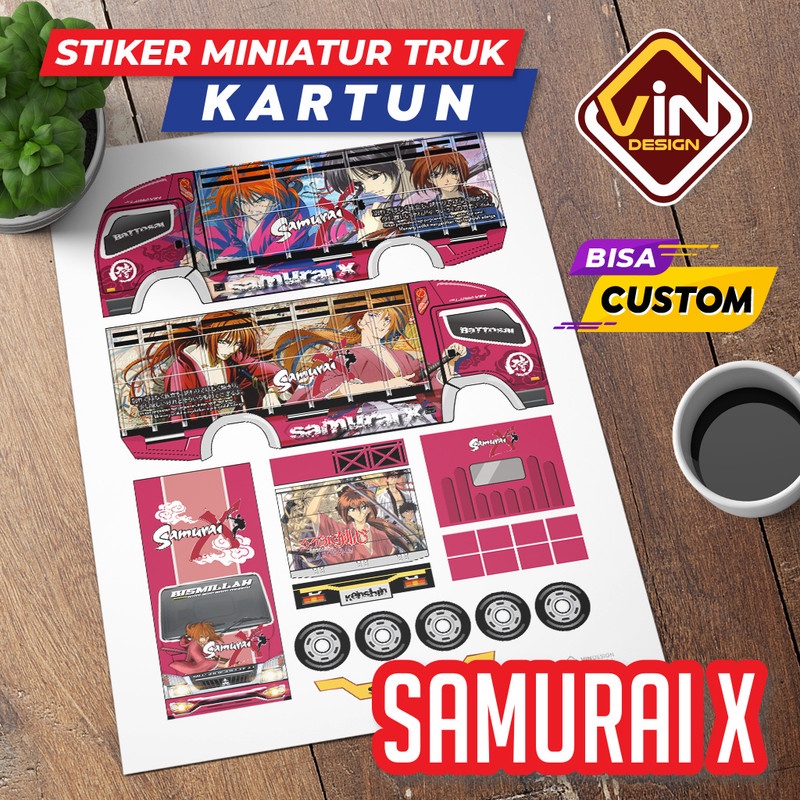 STIKER MINIATUR TRUK / SAMURAI X / KENSHIN / KARTUN / POLA STICKER MINIATUR TRUCK OLENG