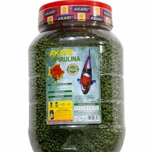 Terlaris Akari Spirulina 4 Kg Size 5 Mm Toples Pakan Koi