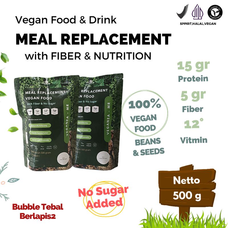 Veganea Meal Replacement with Fiber 500 gram - Pengganti Makan Minuman Fiber