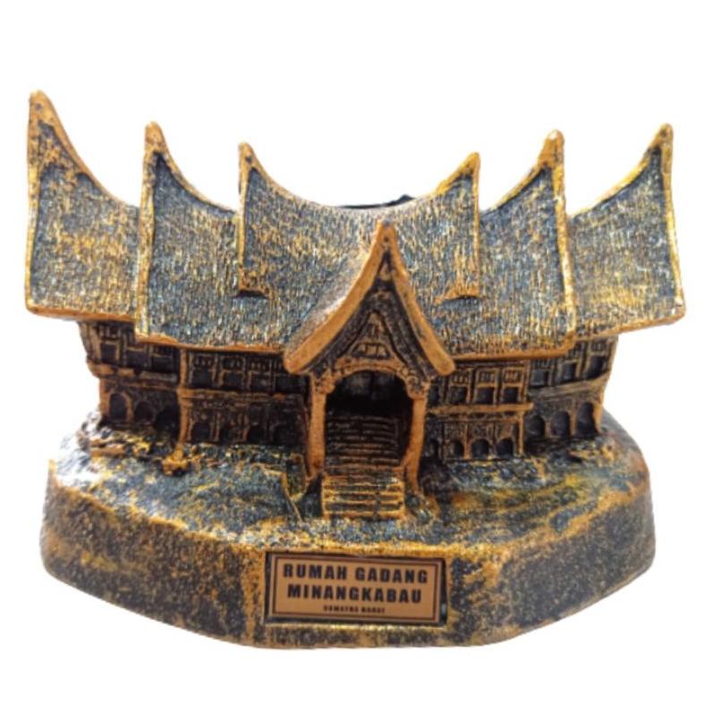 PAJANGAN MINIATUR RUMAH ADAT GADANG MINANGKABAU BAHAN FIBERGLASS - SOUVENIR DEKORASI RUMAH