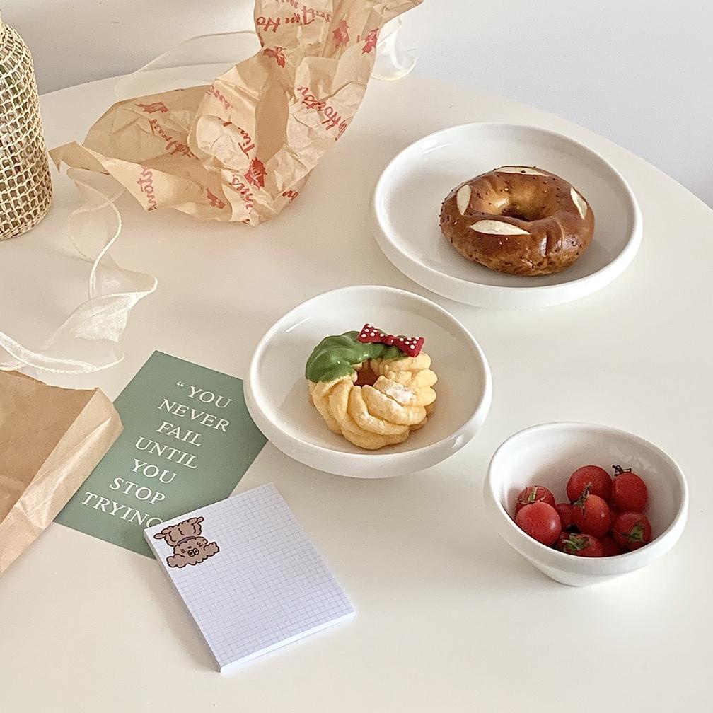 ASAHI White Ceramic Plateware / Piring & Mangkok Keramik Putih Aesthetic Minimalis Modern Elegant Ko