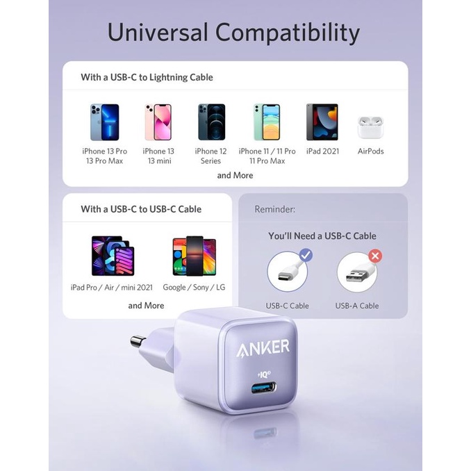 Wall Charger Anker Powerport Nano Pro 20W - A2637 [Cod]