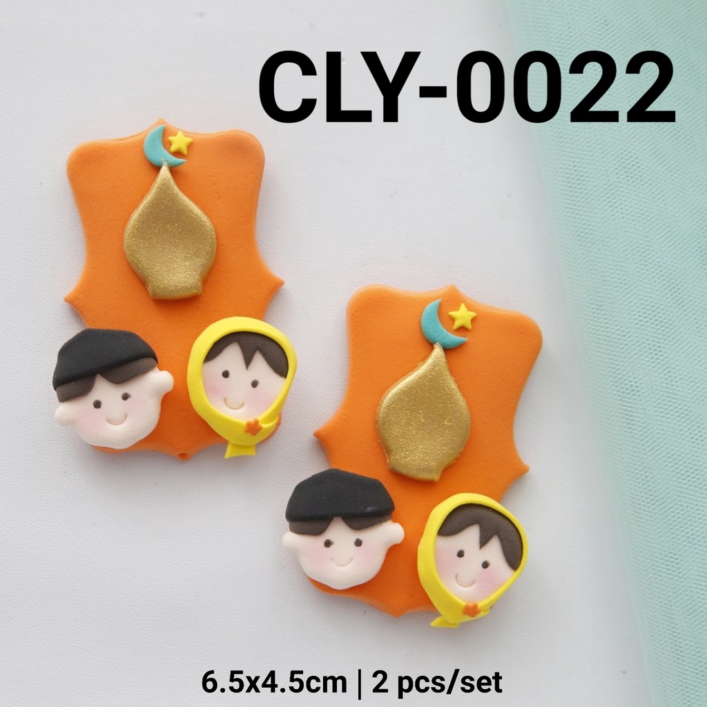 CLY-0022 Cake topper hiasan kue clay lebarang idul fitri eid mubarak (CLAY)
