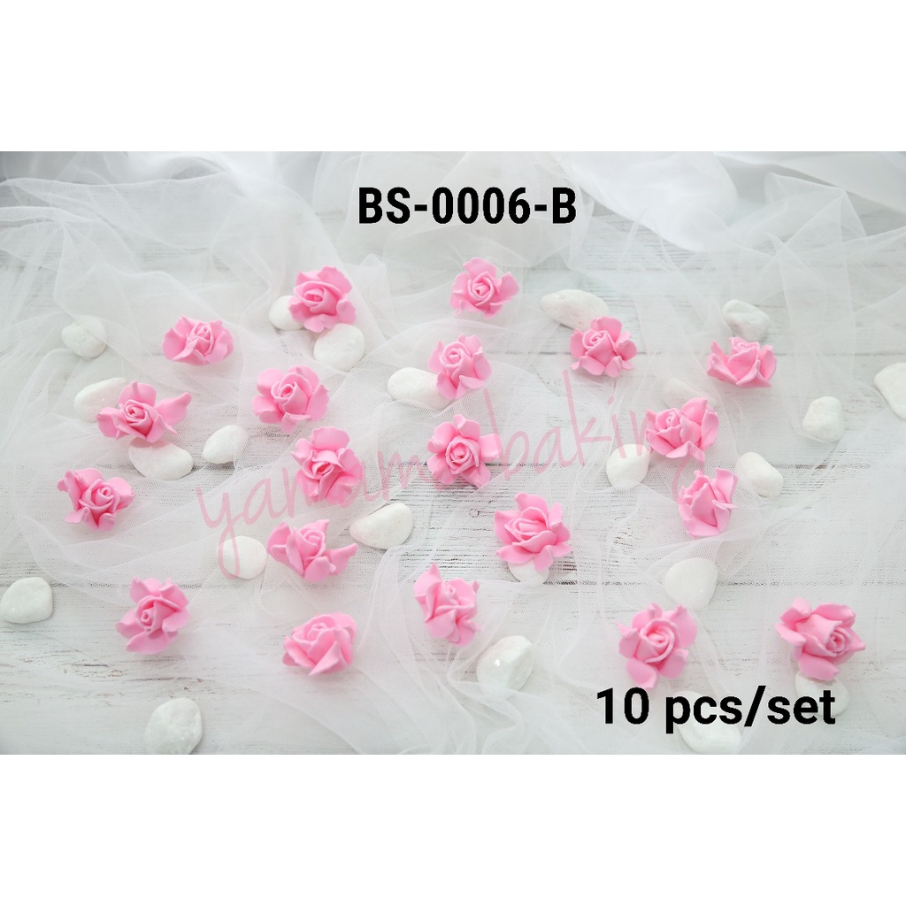 BS-0006-B Bunga mawar rose kecil artificial flower spon gabus pink (tanaman)