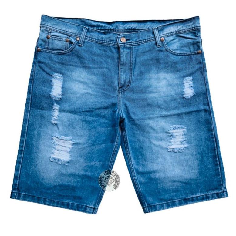 Berkualitas Big size celana jeans pendek pria ripped wisker distro size  jumbo 34-44 ,,