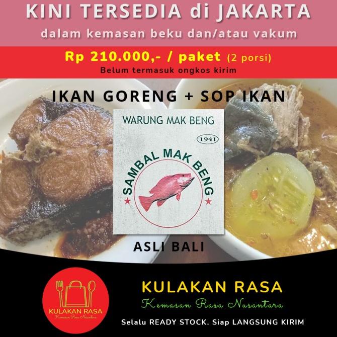 

Promo WARUNG MAK BENG asli dari Bali (2 porsi - Ikan goreng + sop ikan)