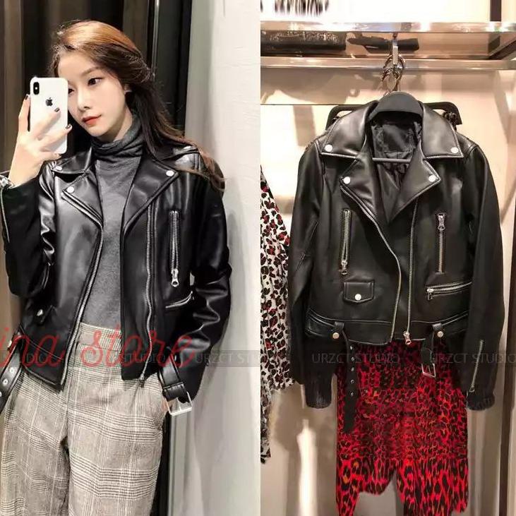 Banyak Promo Jaket kulit wanita/jaket kulit/jaket wanita kulit/jaket kulit crop wanita/jaket/jaket w