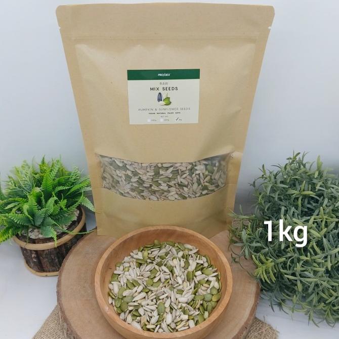 

Promo Prodex Raw Mix Seeds 1kg - Pumpkin Seeds & Sunflower Seeds - Cemilan