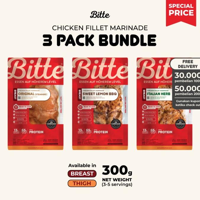 

Promo 3 PACK BUNDLE Chicken Fillet Marinade / Ayam Marinasi 300g - Bitte