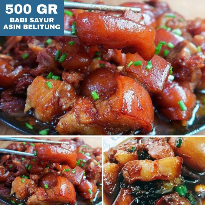 

Promo 500 Gr Babi Sayur Asin Belitung | Samchan Pork Belly | Ready to Eat