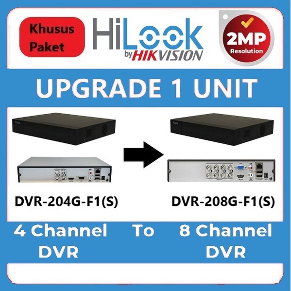 Upgrade DVR HILOOK 2MP 4 Channel to 8 Channel Khusus Paket CCTV HILOOK