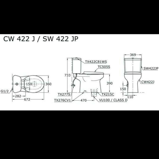 Kloset Duduk Toto Cw 422