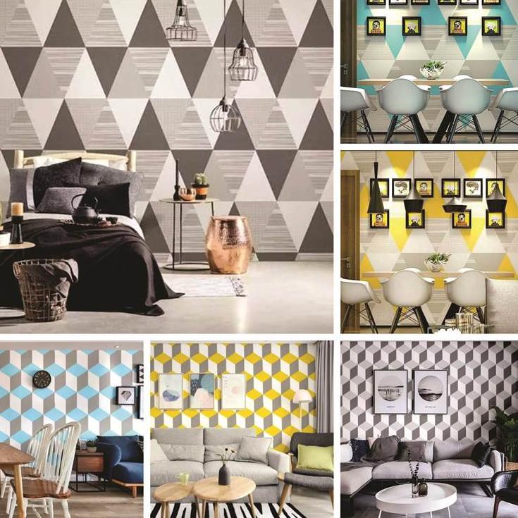 Diskon Surprise Wallpaper Motif Prisma / Kubus / Minimalis Ukuran 45cm X10m