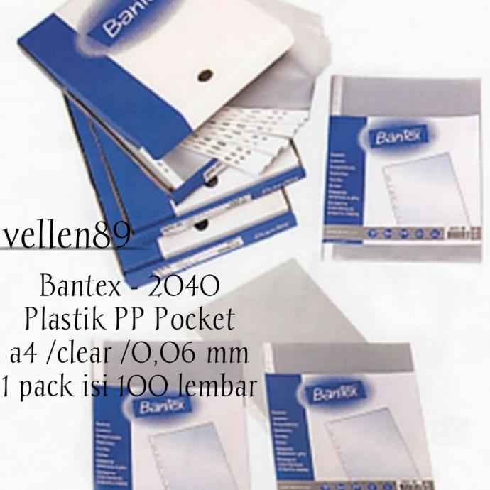 

plastik pp pocket a4 isi 100 lembar merk bantex 2040