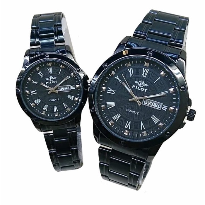 Terlaris Pilot 8190 - Jam Tangan Couple Murah - Rantai Stainless - Analog Quart