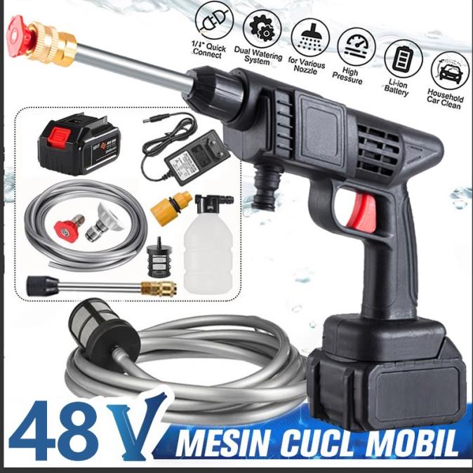 24V/48V Cordless Brushless Jet Cleaner Alat Cuci Mobil Pembersih Motor