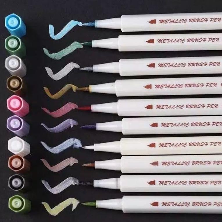 

Grosir Ori Sta Metallic Pen Set 10 Soft Brush Thehanscorner