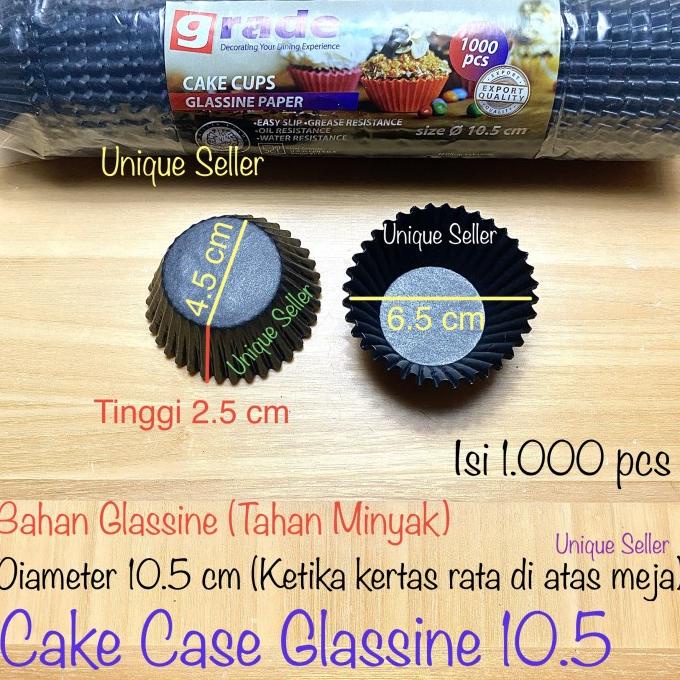 [1000 pcs] Cake Case/Kertas Cup Cake Glassine Hitam 10.5" Base 5.5 Cm