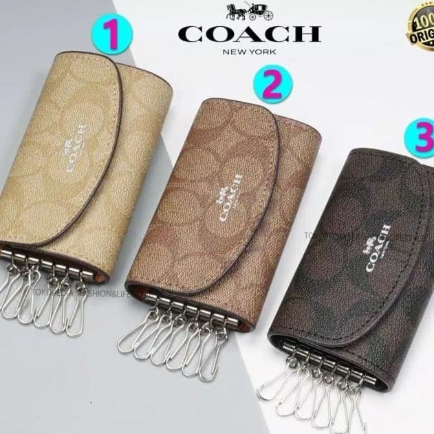 

Coach Six Ring Key Case In Signature Mini Wallet Coach Original 100%