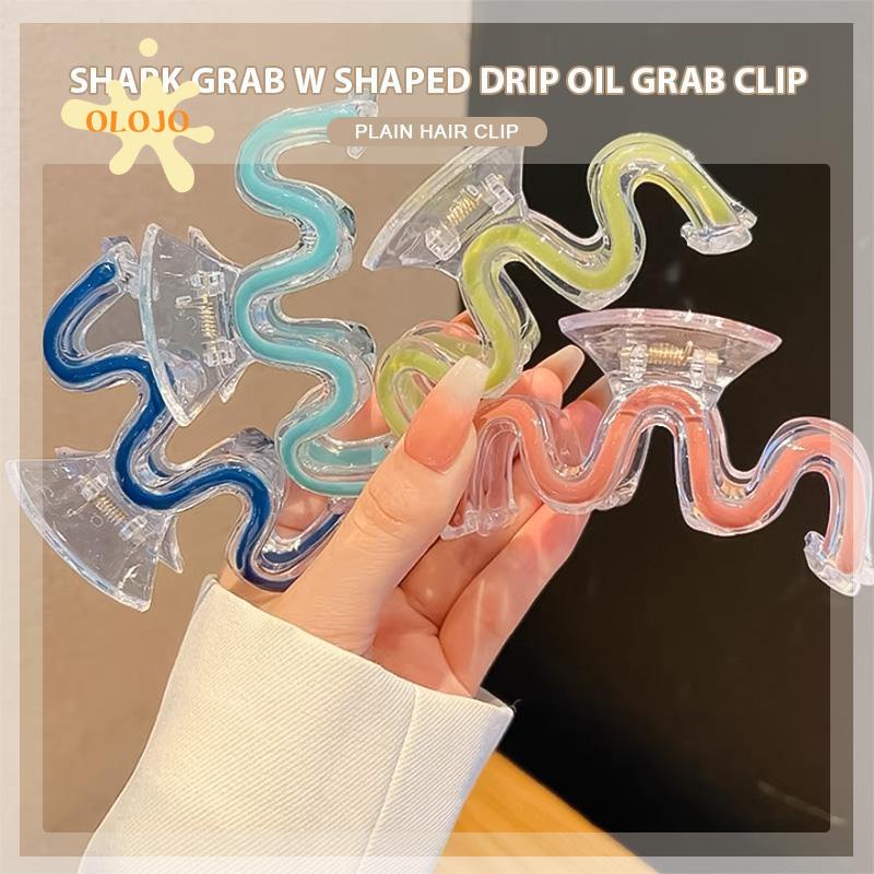 [Olojo.id] Hair Claw Clip W-shaped Drop Glaze Warna Polos Klip Rambut Musim Panas Menyegarkan