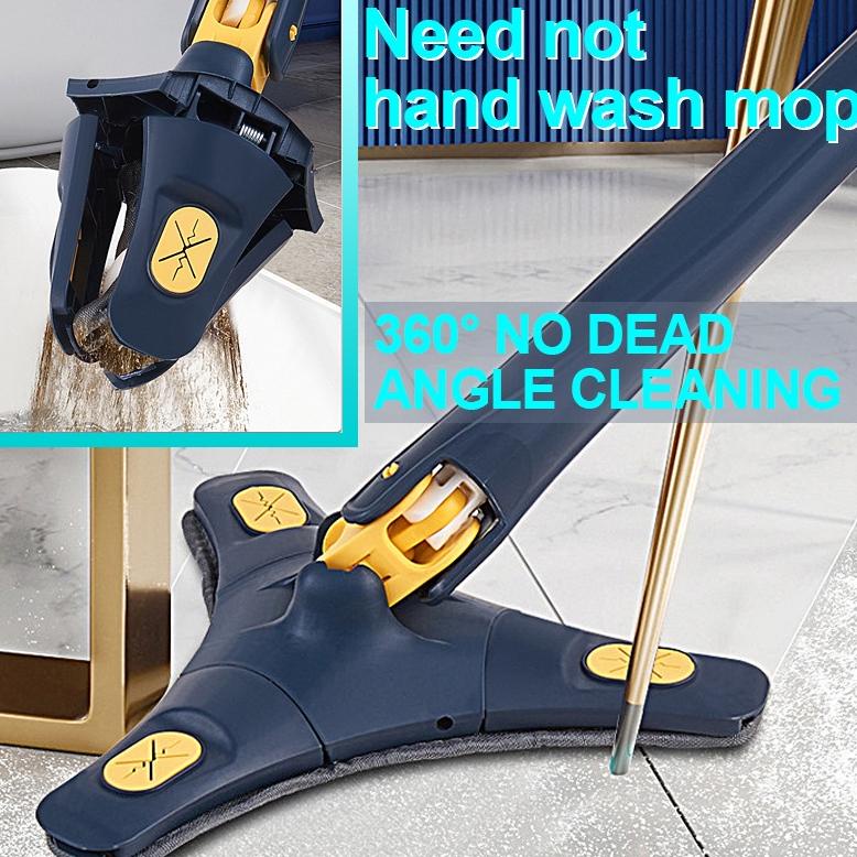 Pel Putar Lantai Segitiga Kain Pel Praktis Alat Pembersih Dinding Kaca Mop Peras Air Otomatis pel la