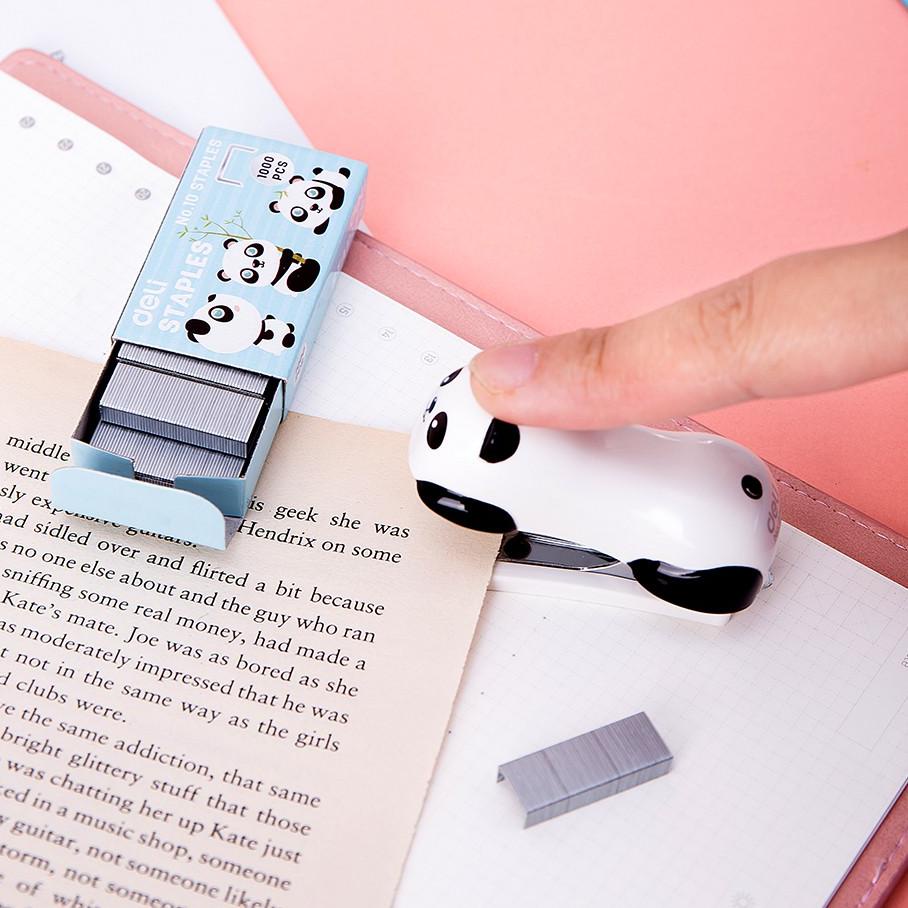 

9+NDN2-D DELI STAPLER + REFILL STAPLES SEKOLAH MINI PANDA LUCU ALAT TULIS SEKOLAH KANTOR KULIAH E0453 FNQ