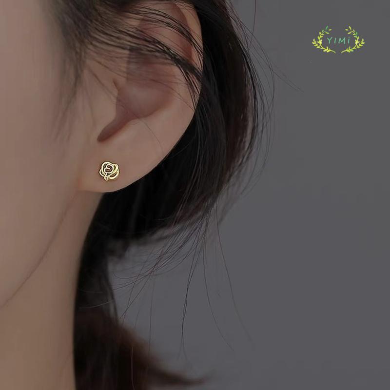 [antop] Anting Elegan Prancis925 Perak Anting Mawar Indah Wanita Anting Musim Panas