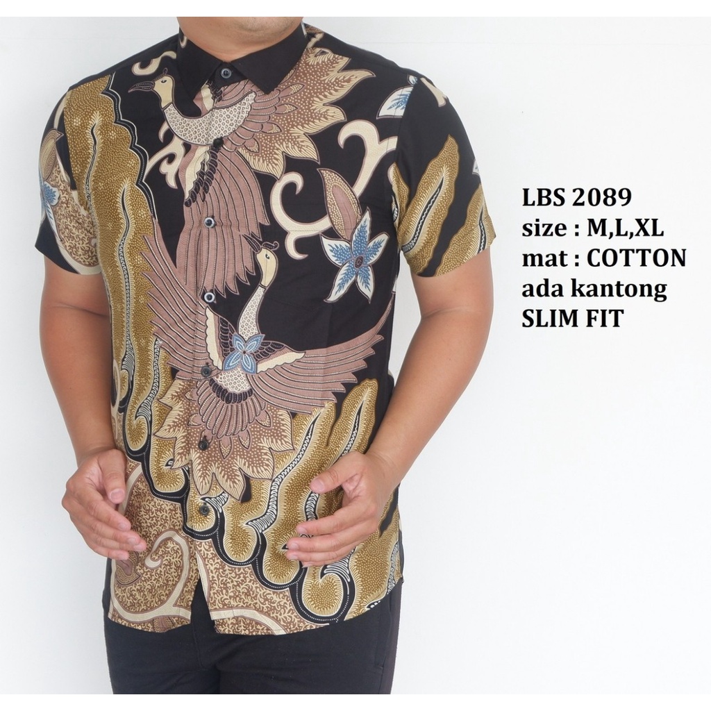 Baju Batik Pria Slimfit Kemeja Lengan Pendek Hem Slim Fit LBS 2089