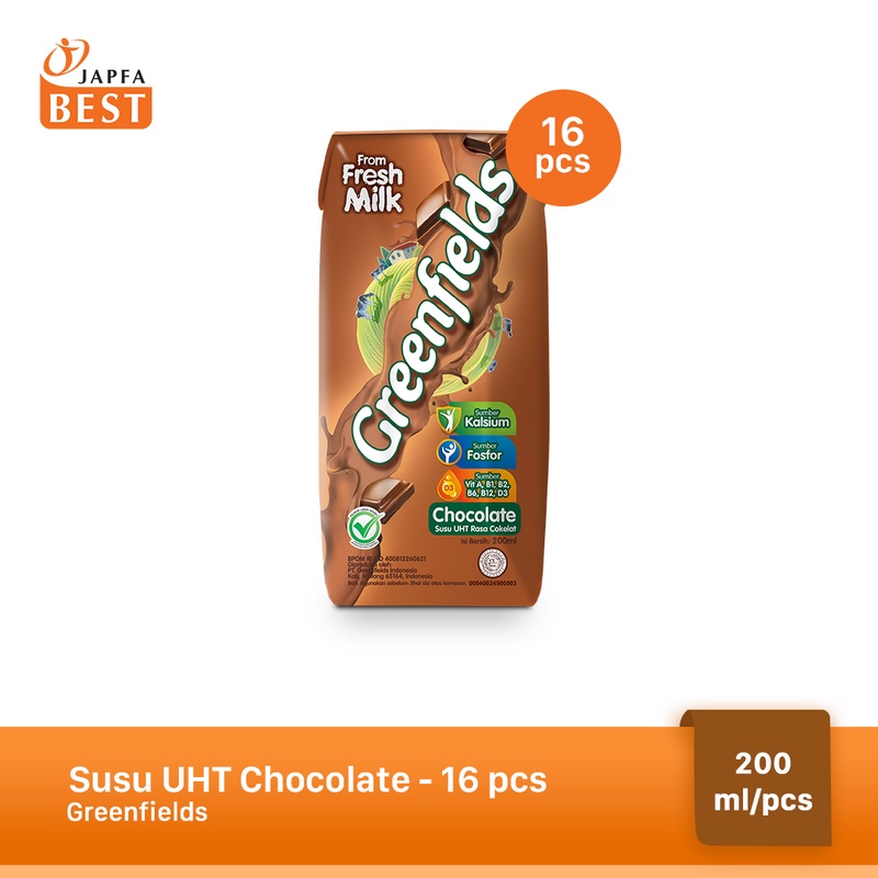 Susu UHT Chocolate Greenfields 200 ml - Isi 16pcs