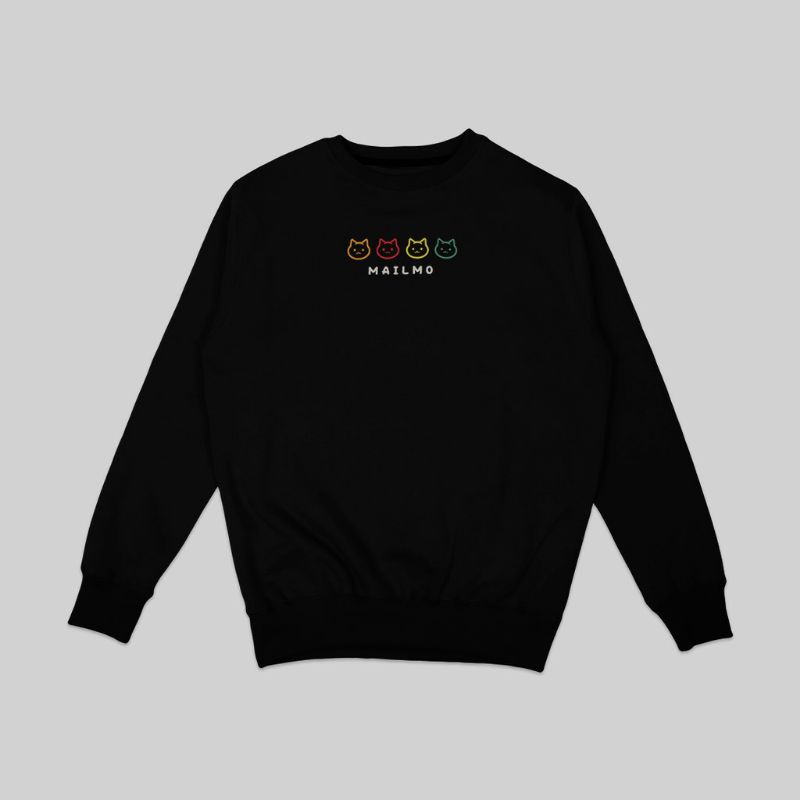 Crewneck Its Mailmo 4 Cat Sweater Hitam Unisex