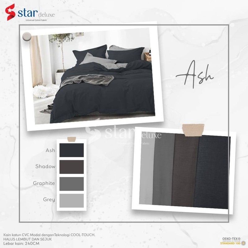 Sprei Set Premium Katun STAR Motif Polos Ash